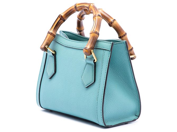 Borsa Gucci Blue Mini Calfskin Bamboo Diana Satchel Blu chiaro - vista 2