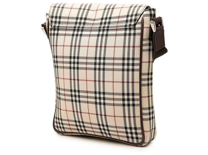 Borsa a tracolla con patta Burberry Beige House Check Canvas - vista 2