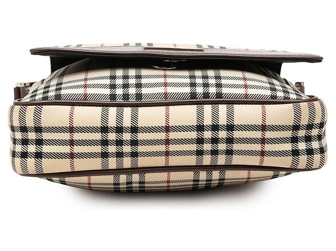 Borsa a tracolla con patta Burberry Beige House Check Canvas - vista 3