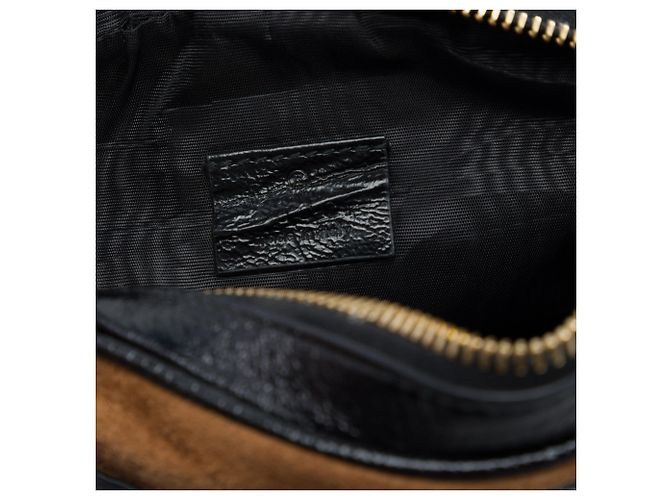 Gucci Mini Borsa a Tracolla Ophidia in Suede Marrone con Web - vista 5
