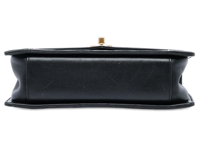 Chanel Black Medium Reversed Chevron Lambskin Flap Noir - vue 3