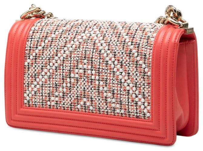 Chanel Pink Small Chevron Tweed and Lambskin Pearl Boy Flap Rosa - vista 2