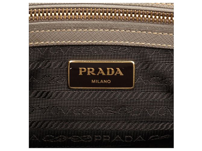 Prada Borsa Mini Saffiano Lux Galleria Double Zip Marrone Taupe - vista 5