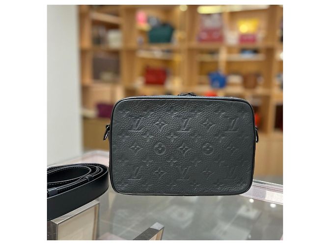 Louis Vuitton Steamer Embossed Leather Messenger Bag Black - view 2