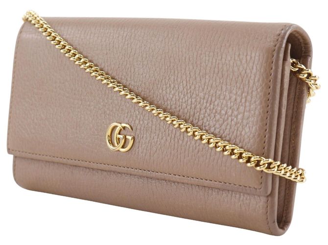 Gucci GG Marmont Continental Chain Leather Beige - vista 2