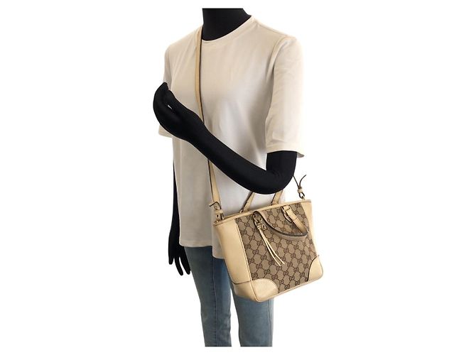 Gucci GG Canvas 2-Wege Schultertasche Braun Beige - Ansicht 7
