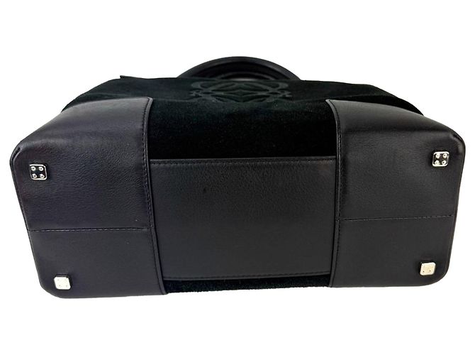 Borsa Tote Loewe Amazona Fusta in camoscio nero - vista 10