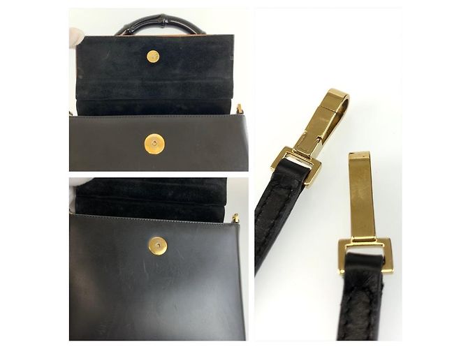 Gucci Vintage Bamboo Handtasche Schwarz - Ansicht 6