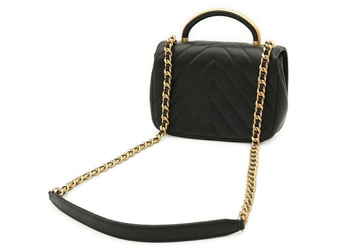 Bolsa de Ombro 2-way Chanel V-Stitch com Alça de Mão Preto - vista 2
