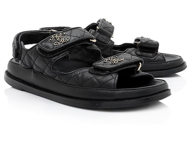 Gabrielle Sandali Chanel Dad CC in vitello con Velcro - Taglia 9 / 39 - VENDITA FINALE Nero - vista 2