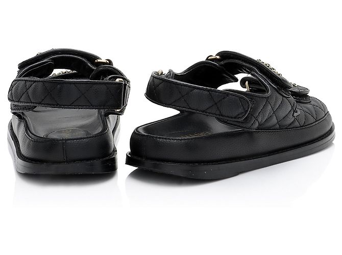 Gabrielle Sandali Chanel Dad CC in vitello con Velcro - Taglia 9 / 39 - VENDITA FINALE Nero - vista 3