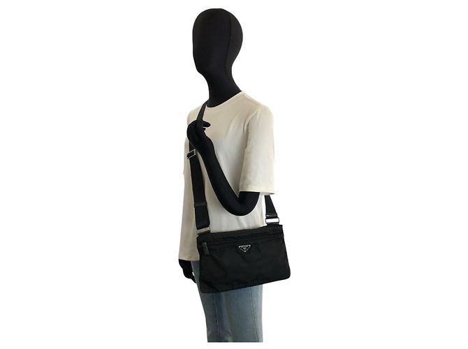 Pochette Prada Tessuto avec logo triangle Noir - vue 7