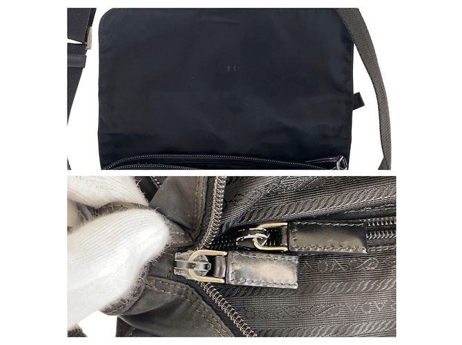 Sac à épaule Prada Tessuto avec logo triangle Noir - vue 5