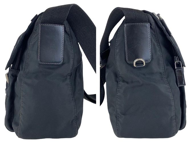 Sac à épaule Prada Tessuto avec logo triangle Noir - vue 9