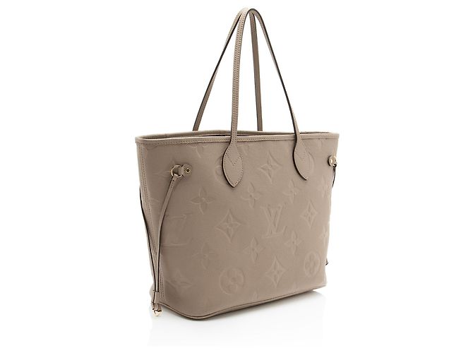 Saco Tote Louis Vuitton Giant Monogram Empreinte Neverfull MM Marrom Bege - vista 2