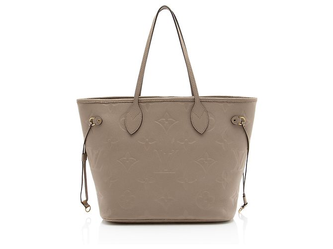 Saco Tote Louis Vuitton Giant Monogram Empreinte Neverfull MM Marrom Bege - vista 3