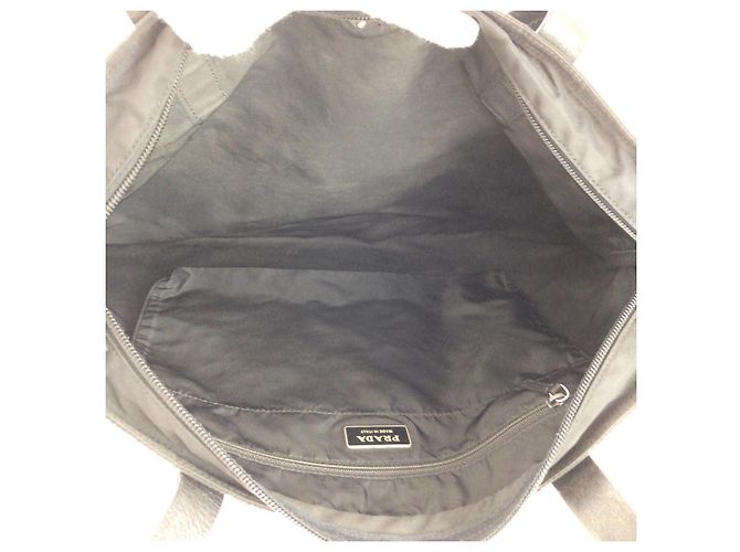 Tote Sacola Prada Tessuto com logo triangular Preto - vista 9