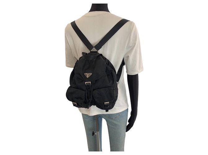 Zaino Prada Tessuto con logo triangolare Nero - vista 7