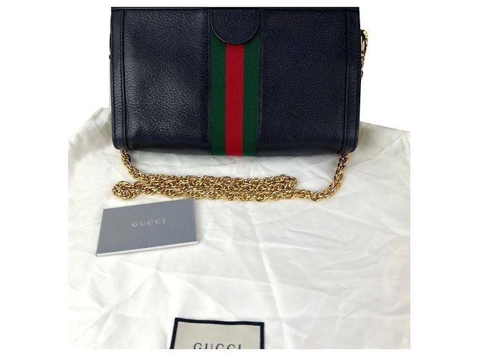 Bolsa de Ombro Gucci Ophidia em Couro com Faixa Web Preto - vista 2