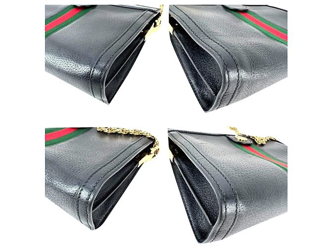 Bolsa de Ombro Gucci Ophidia em Couro com Faixa Web Preto - vista 8