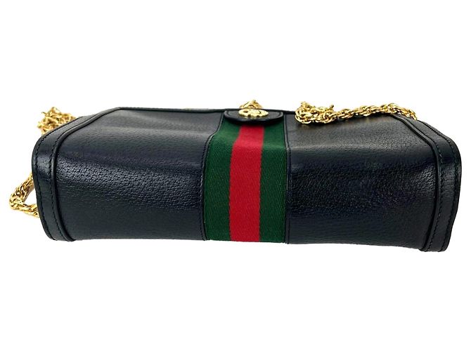 Bolsa de Ombro Gucci Ophidia em Couro com Faixa Web Preto - vista 9