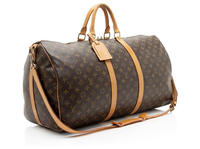 Louis Vuitton Vintage Monogram Canvas Keepall Bandouliere 55 Duffle Marrone - vista 2