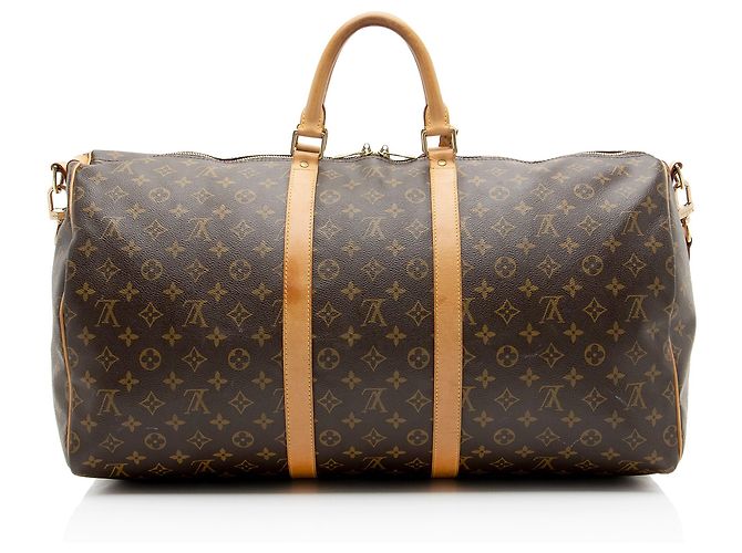 Louis Vuitton Vintage Monogram Canvas Keepall Bandouliere 55 Duffle Marrone - vista 3
