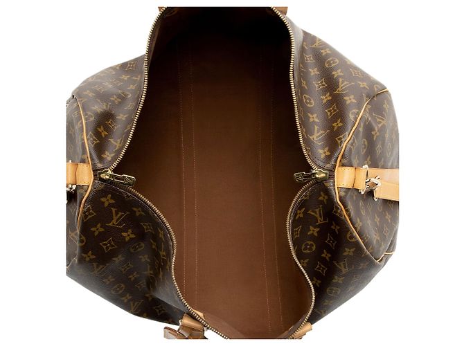 Louis Vuitton Vintage Monogram Canvas Keepall Bandouliere 55 Duffle Marrone - vista 7