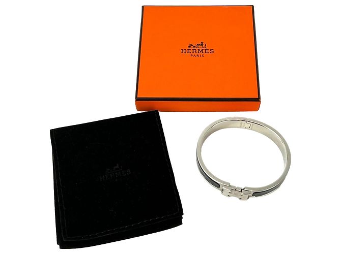 Hermès Hermes Clic H Armband Narrow Schwarz Silber-Finish - Ansicht 2