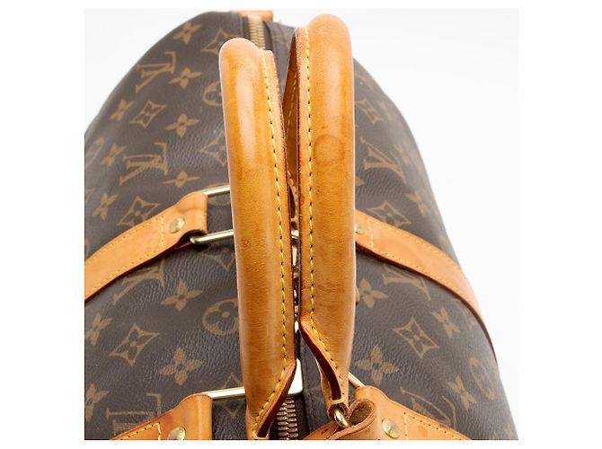Louis Vuitton Monogram Canvas Keepall Bandouliere 45 Duffle Marrone - vista 10