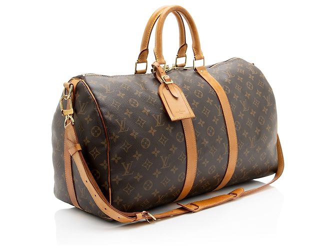 Louis Vuitton Monogram Canvas Keepall Bandouliere 45 Duffle Marrone - vista 2