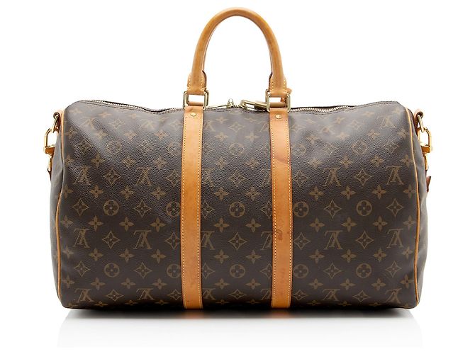 Louis Vuitton Monogram Canvas Keepall Bandouliere 45 Duffle Marrone - vista 3
