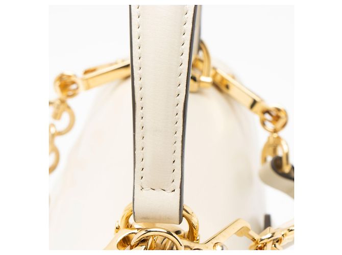 Gucci Leather Horsebit 1955 Mini Chain Top Handle Bianco - vista 10