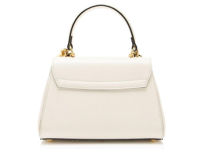 Gucci Leather Horsebit 1955 Mini Chain Top Handle Bianco - vista 3
