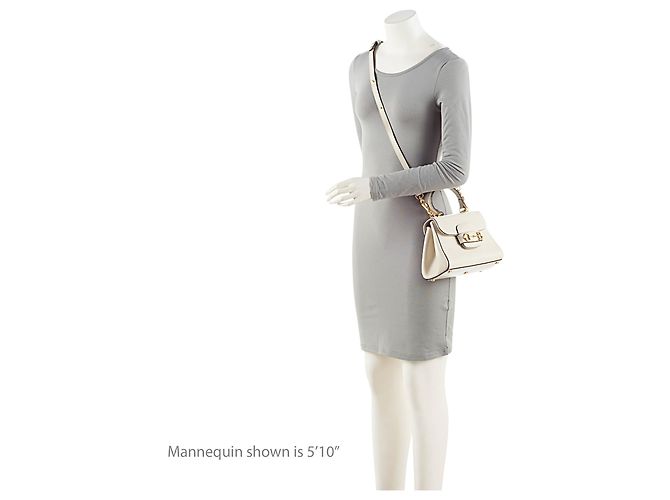 Gucci Leather Horsebit 1955 Mini Chain Top Handle Bianco - vista 5