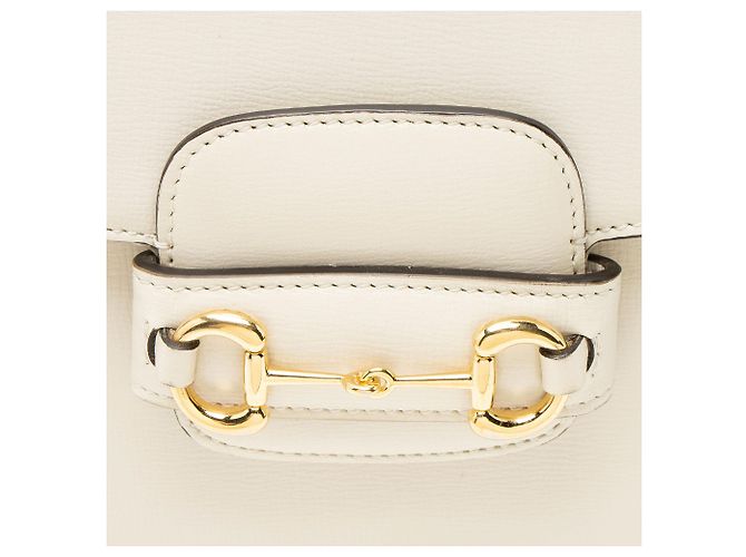 Gucci Leather Horsebit 1955 Mini Chain Top Handle Bianco - vista 9