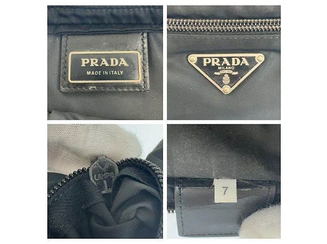 Borsa a tracolla Prada Tessuto con logo triangolare Nero - vista 4