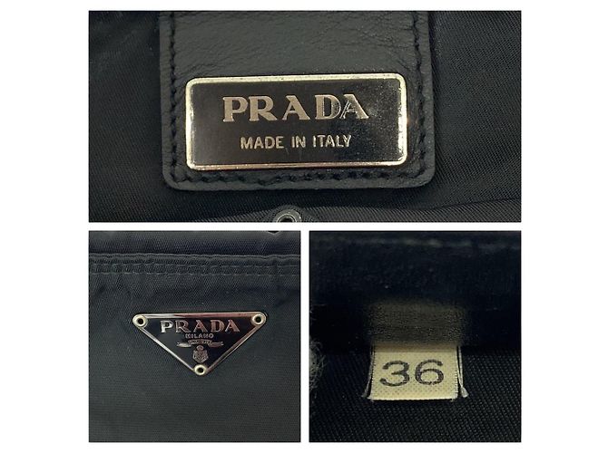 Sac bandoulière Prada Tessuto avec logo triangle Noir - vue 4