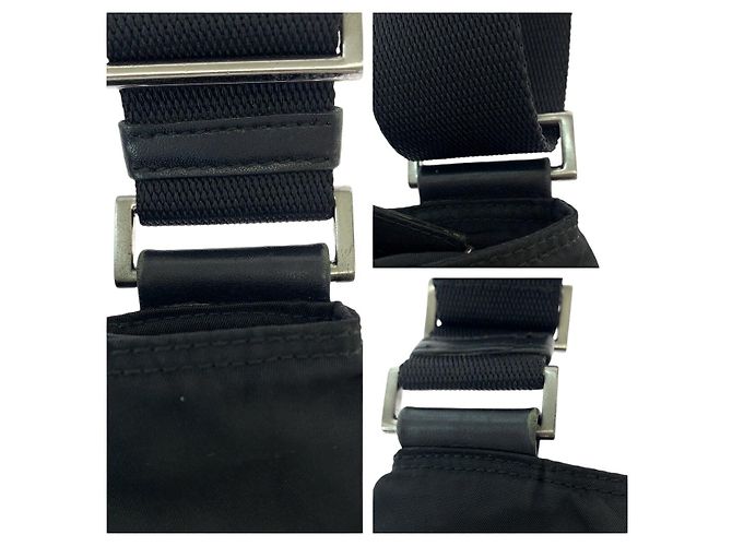 Sac bandoulière Prada Tessuto avec logo triangle Noir - vue 6