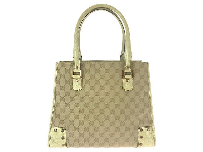Tote Gucci in tela GG con borchie Marrone Beige - vista 2