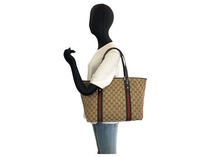 Gucci Shelly Line Tote Bag Braun Beige - Ansicht 7