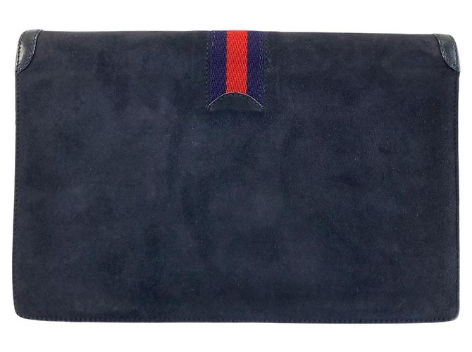 Bolsa de Ombro Gucci em Camurça com Corrente Azul - vista 2