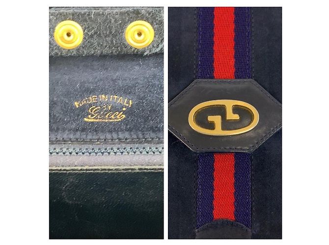 Bolsa de Ombro Gucci em Camurça com Corrente Azul - vista 3