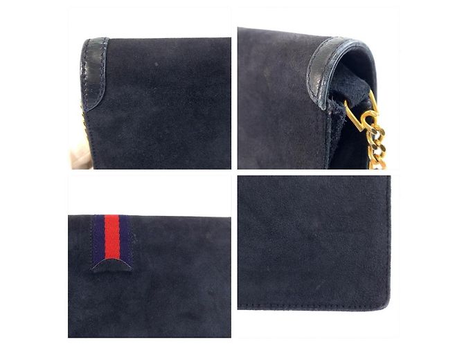 Bolsa de Ombro Gucci em Camurça com Corrente Azul - vista 5
