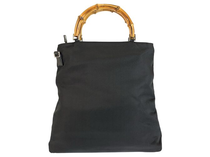 Borsa a mano Gucci Bamboo in nylon nero - vista 2
