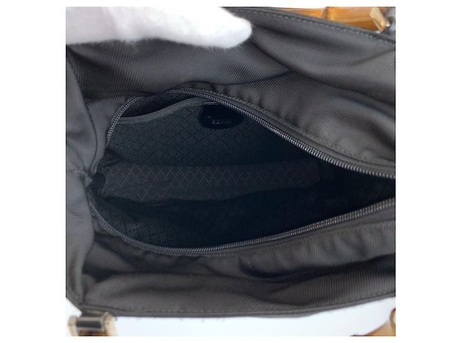 Borsa a mano Gucci Bamboo in nylon nero - vista 8