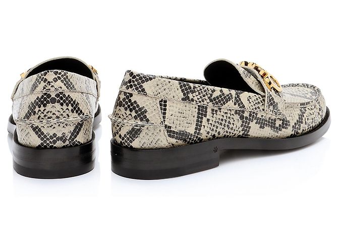 Mocassini Gucci in pelle embossed pitone con logo - Taglia 7.5 / 37.5 Marrone Beige - vista 3