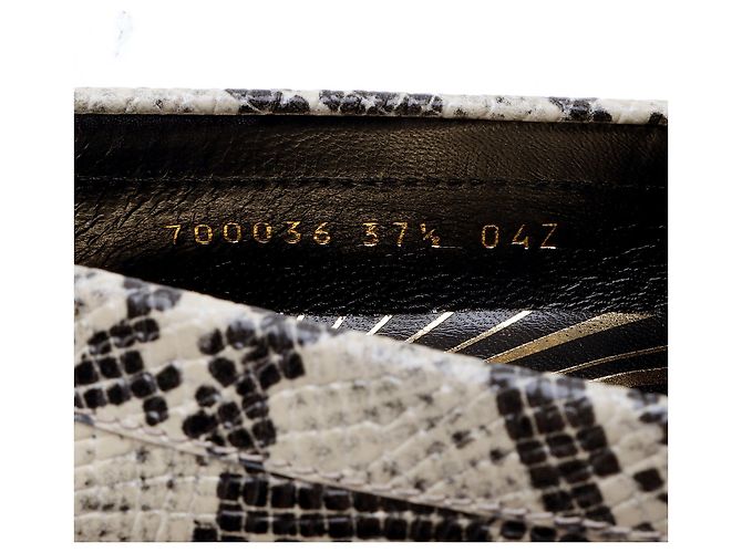 Mocassini Gucci in pelle embossed pitone con logo - Taglia 7.5 / 37.5 Marrone Beige - vista 4