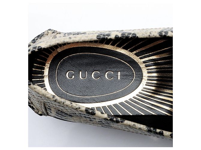 Mocassini Gucci in pelle embossed pitone con logo - Taglia 7.5 / 37.5 Marrone Beige - vista 8