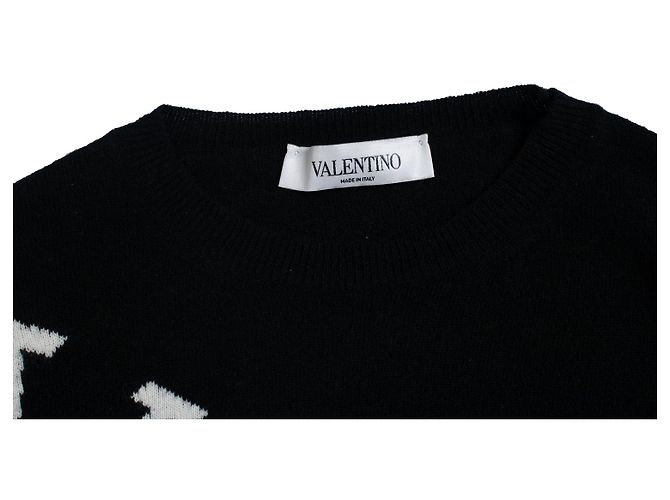 Valentino Garavani, VLTN Macro grid Pullover Schwarz - Ansicht 9